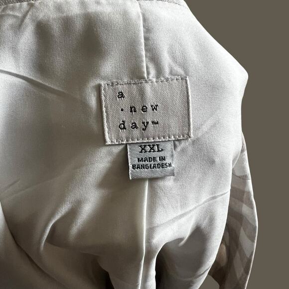 A New Day Women’s Linen Blend Gingham Blazer Tan White Size XXL - Picture 4 of 8